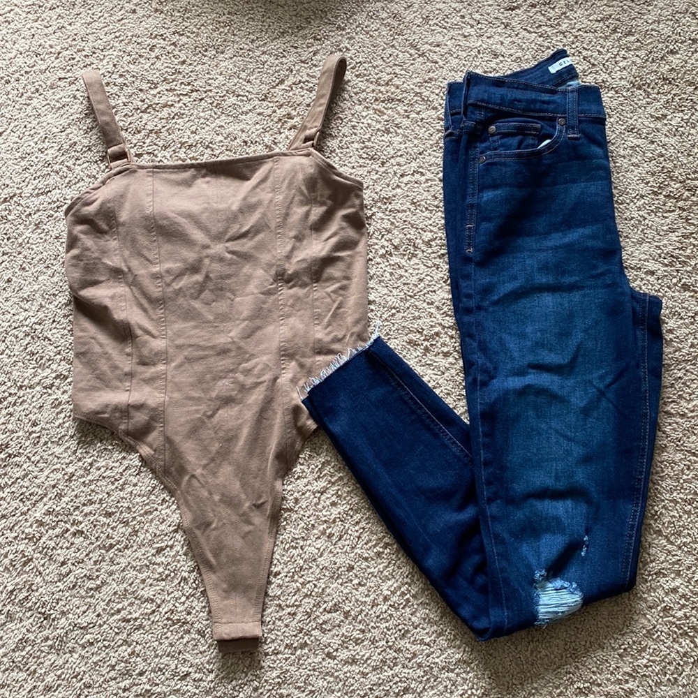 H&M bodysuit small and Celebrity Pink jeans 1/25